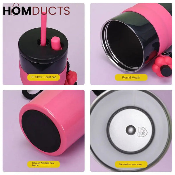 Colorful Leak-Proof Sports Water Bottle with Straw and Handle –Travel Tumbler for Gym School and Outdoor Use