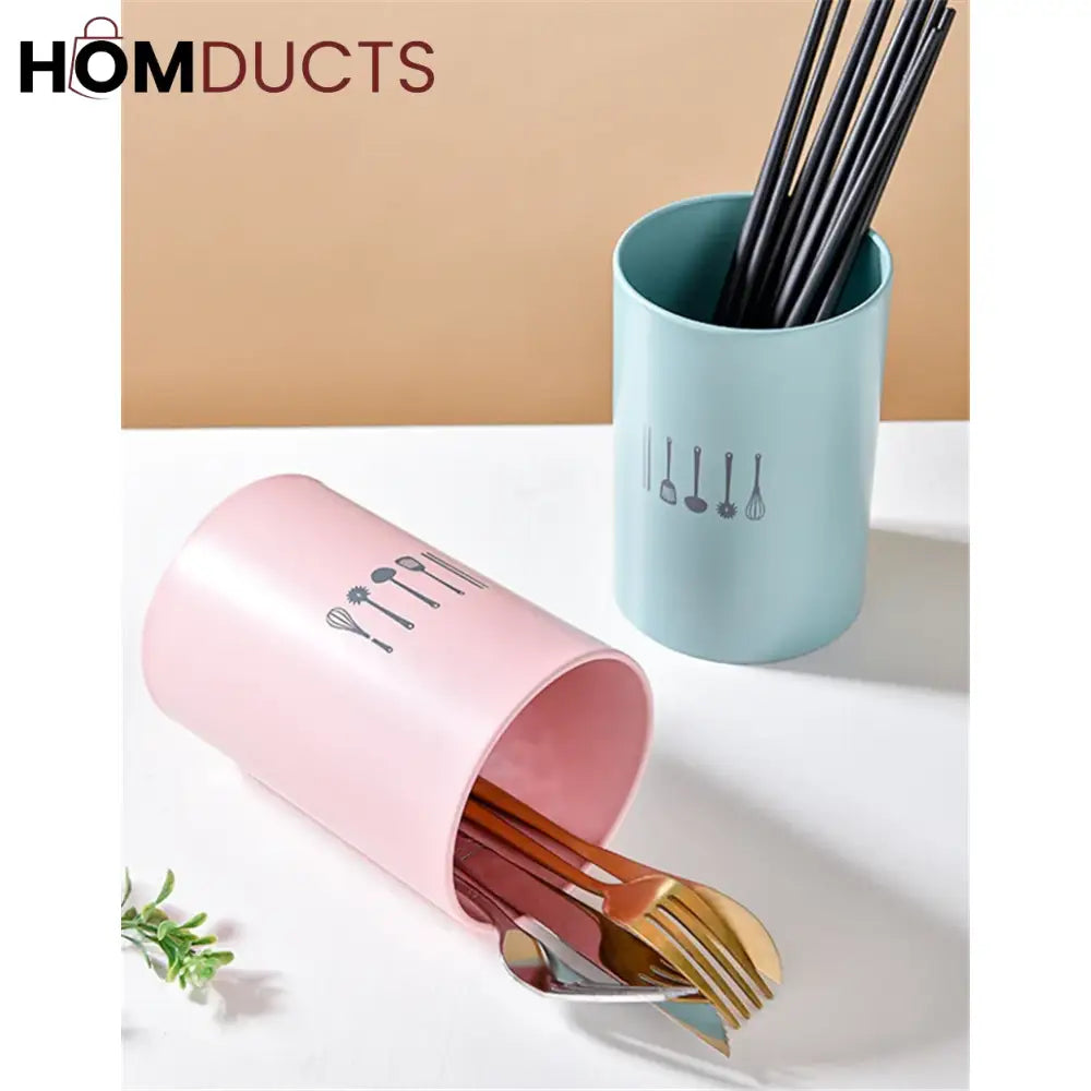 Colorful Stainless Steel Kitchen Utensil Holder Cup – Countertop Organizer Caddy for Spoons Forks Chopsticks & Cooking