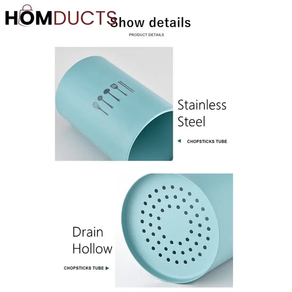 Colorful Stainless Steel Kitchen Utensil Holder Cup – Countertop Organizer Caddy for Spoons Forks Chopsticks & Cooking