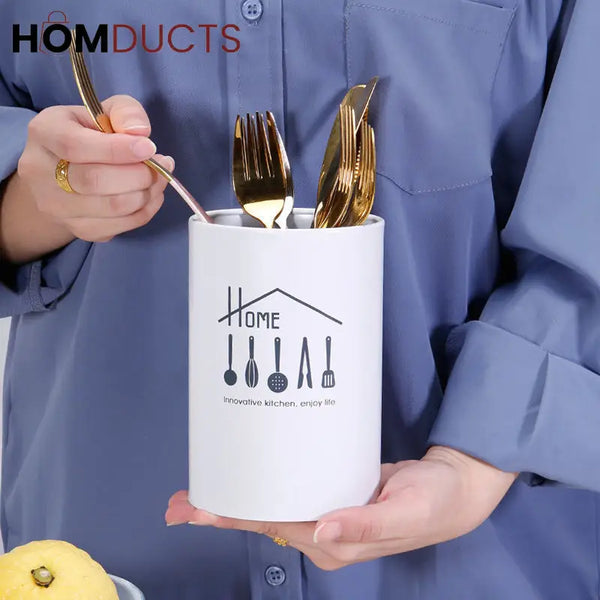 Colorful Stainless Steel Kitchen Utensil Holder Cup – Countertop Organizer Caddy for Spoons Forks Chopsticks & Cooking