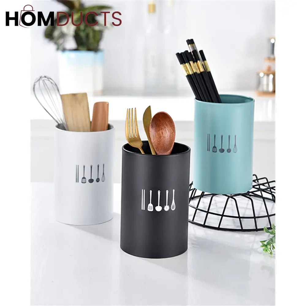 Colorful Stainless Steel Kitchen Utensil Holder Cup – Countertop Organizer Caddy for Spoons Forks Chopsticks & Cooking
