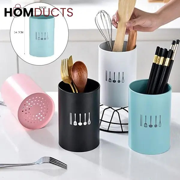Colorful Stainless Steel Kitchen Utensil Holder Cup – Countertop Organizer Caddy for Spoons Forks Chopsticks & Cooking