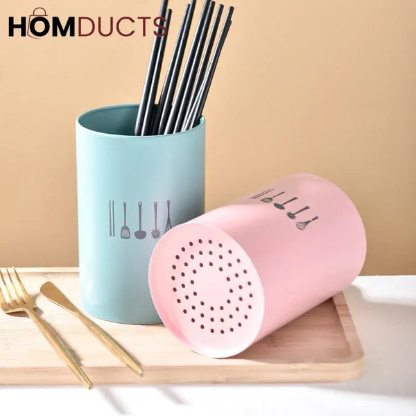 Colorful Stainless Steel Kitchen Utensil Holder Cup – Countertop Organizer Caddy for Spoons Forks Chopsticks & Cooking