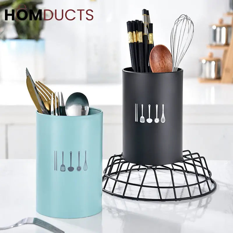 Colorful Stainless Steel Kitchen Utensil Holder Cup – Countertop Organizer Caddy for Spoons Forks Chopsticks & Cooking
