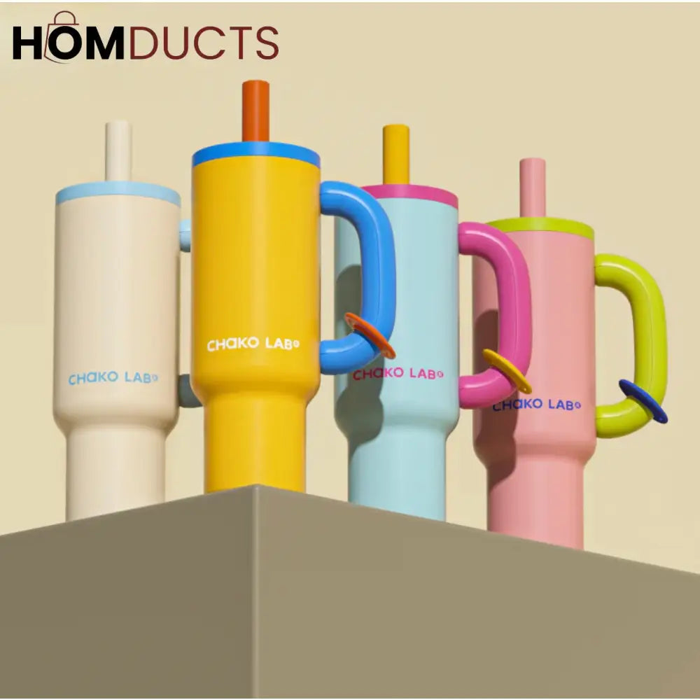 ColorPop Insulated Tumbler with Handle – 40oz Leak-Proof Travel Mug