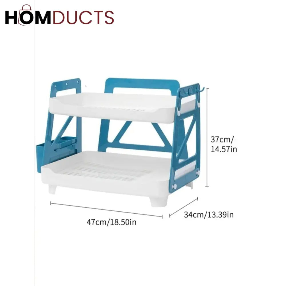 Compact 2 Tier Dish Drain Rack