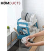 Compact 2 Tier Dish Drain Rack
