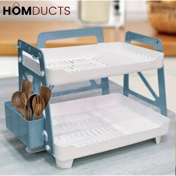 Compact 2 Tier Dish Drain Rack