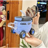 Cool Cartoon Car Shaped Straw Water Bottle for Kids - 550ml