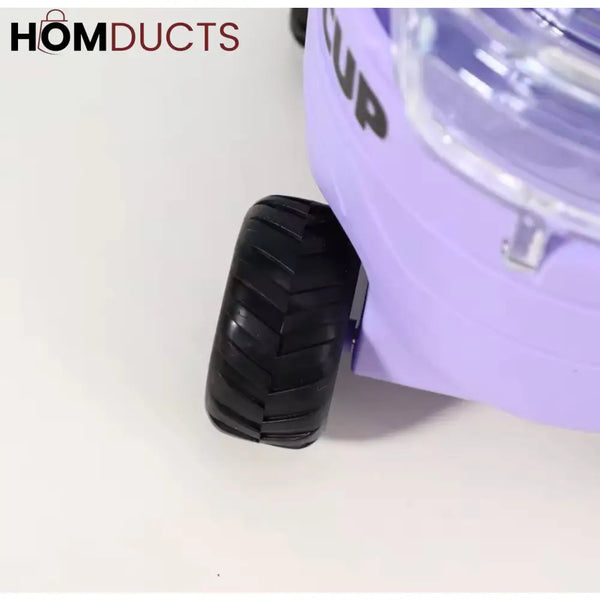 Cool Cartoon Car Shaped Straw Water Bottle for Kids - 550ml