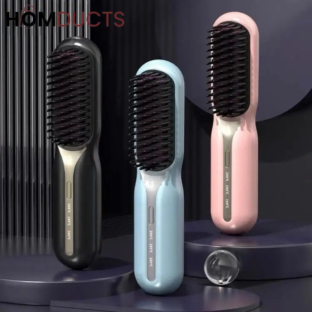 Cordless Hair Straightener Brush - Fast Heating Portable Styling for Women