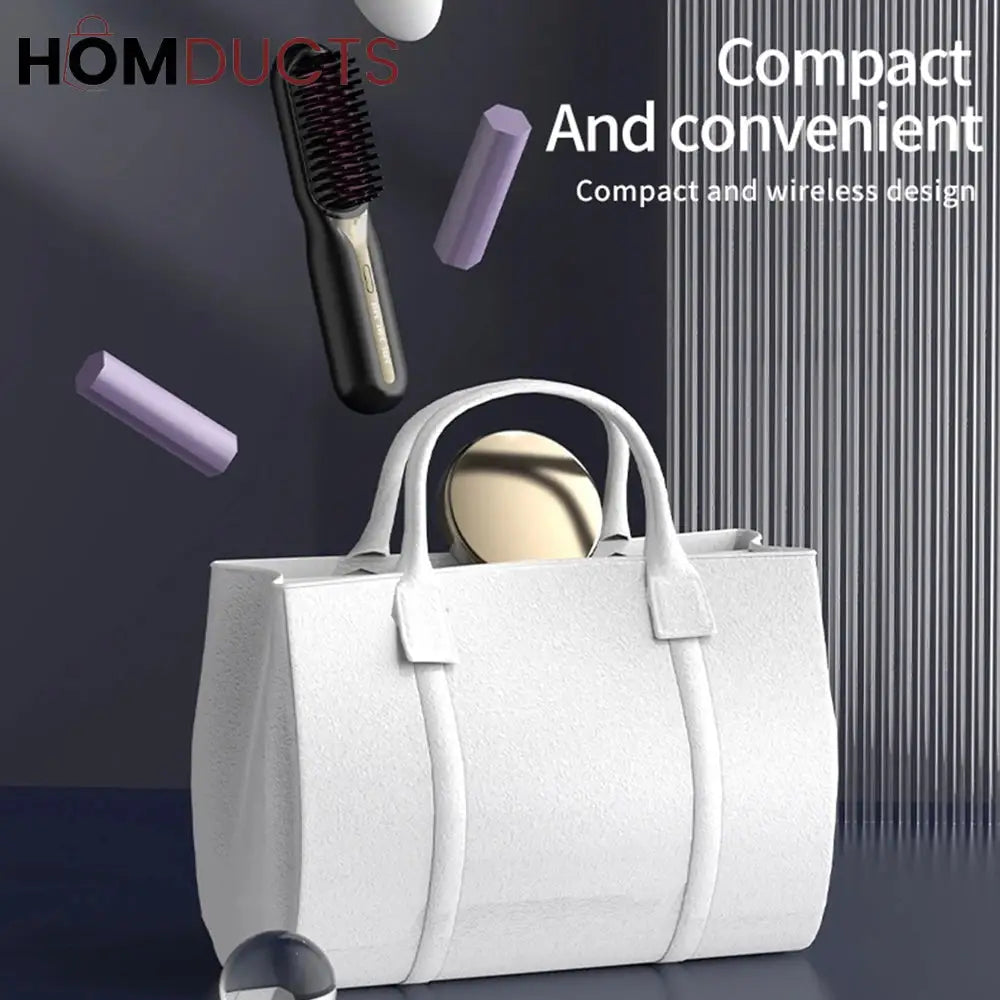 Cordless Hair Straightener Brush - Fast Heating Portable Styling for Women