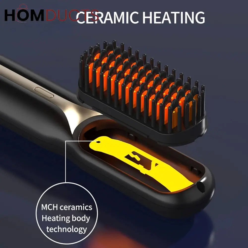 Cordless Hair Straightener Brush - Fast Heating Portable Styling for Women