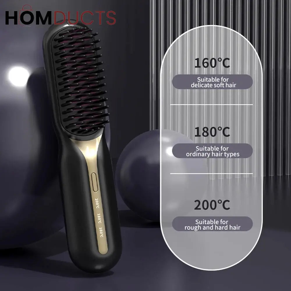 Cordless Hair Straightener Brush - Fast Heating Portable Styling for Women