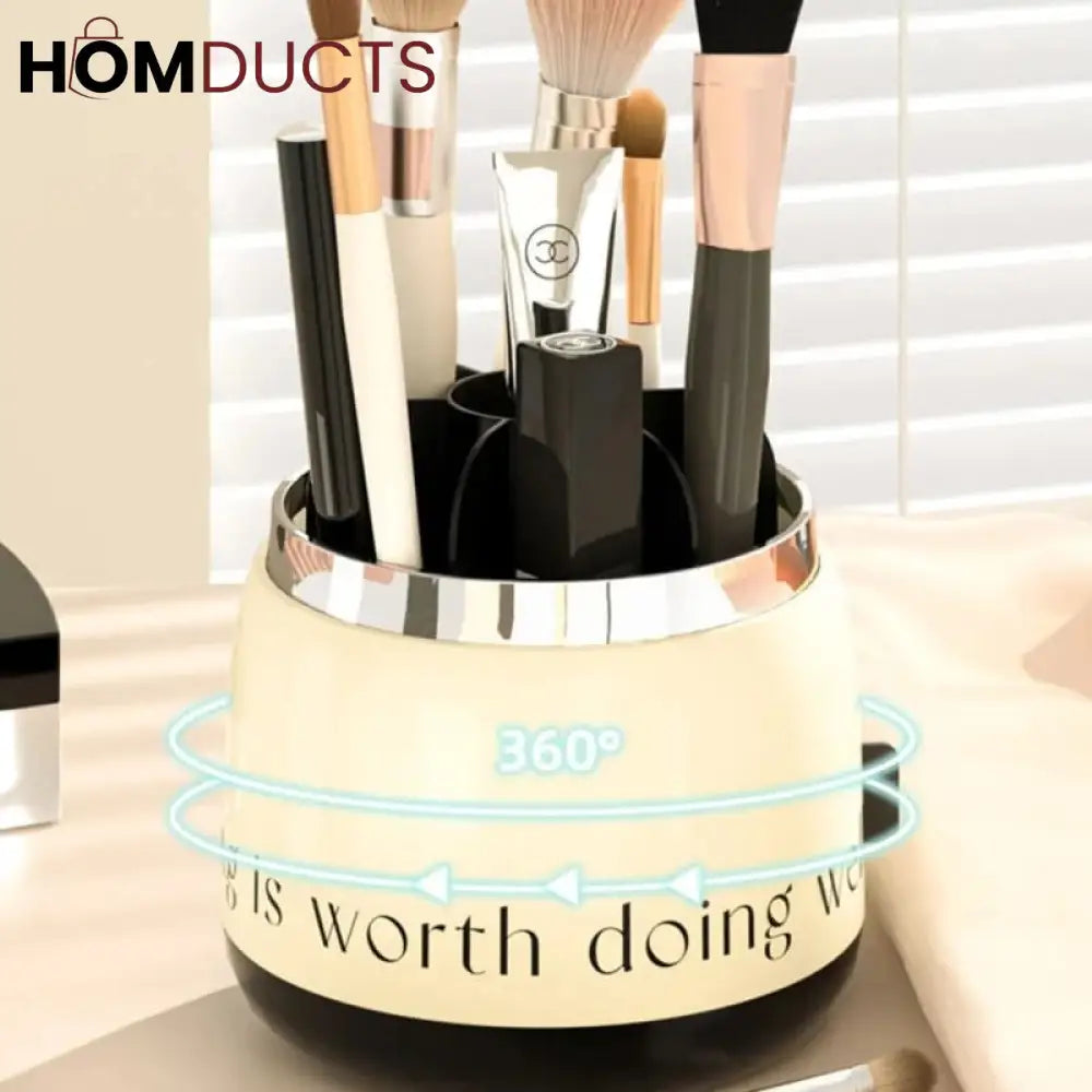 Cosmetic Organizer With Rotating Brush Holder