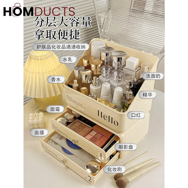 Cosmetic Organizer With Rotating Brush Holder