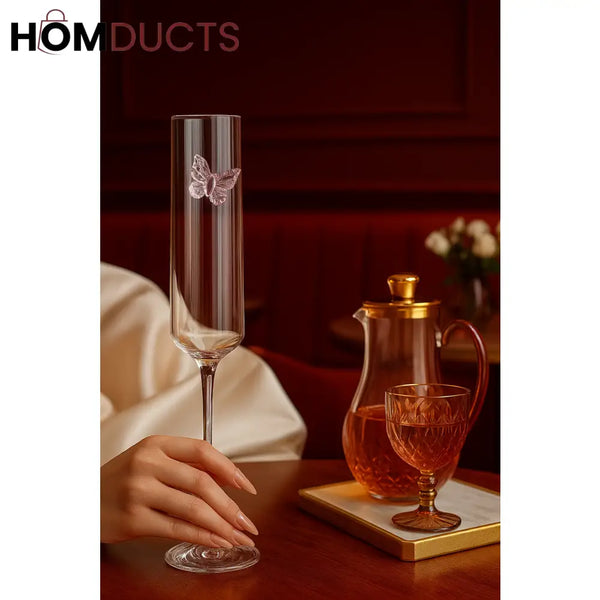 Crystal Butterfly Champagne Glass – Elegant Handcrafted Flute