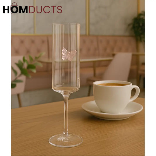 Crystal Butterfly Champagne Glass – Elegant Handcrafted Flute