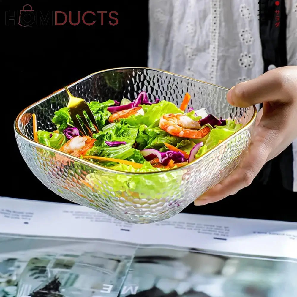 Crystal Clear Square Bowl - Versatile & Stylish Tableware for Home