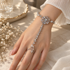 Crystal Flower Hand Chain Bracelet with Ring – Hathphool