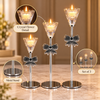 Crystal Flower Silver Candle Stands – Set of 3 product features