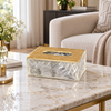 Crystal look tissue box with gold top