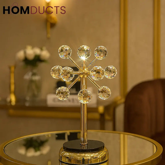 Crystal Starburst Table Decor – Luxury Gold Base Centerpiece for Living Room