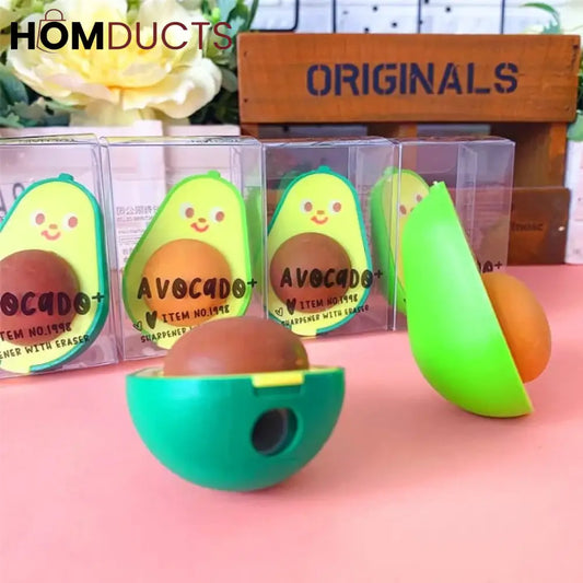 Cute Avacado Style Pencil Sharpner Amd Eraser (2 In 1)