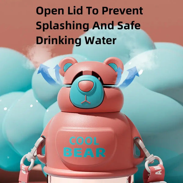 Cute Bear Kids Thermos - 800ml Hot & Cold Portable Flask