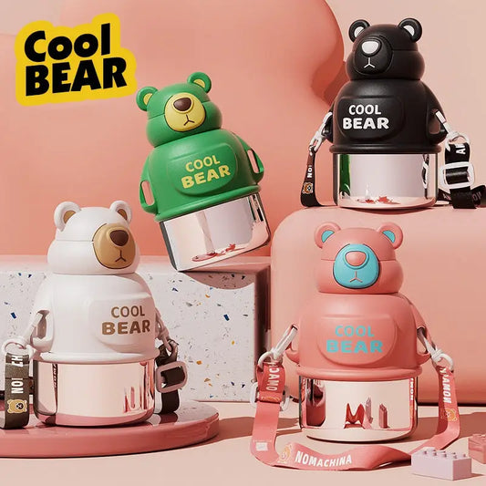 Cute Bear Kids Thermos - 800ml Hot & Cold Portable Flask