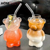 Cute Bear-Shaped Glass Cups– Reusable 3D Animal Drinkware for Coffee Juice & Cocktails