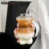 Cute Bear-Shaped Glass Cups– Reusable 3D Animal Drinkware for Coffee Juice & Cocktails