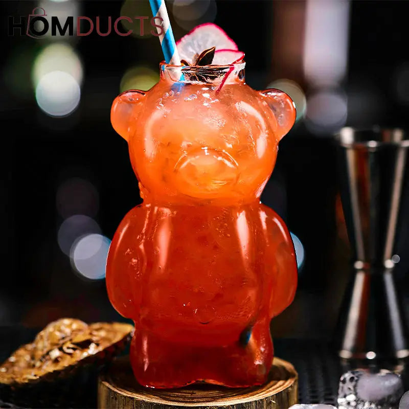 Cute Bear-Shaped Glass Cups– Reusable 3D Animal Drinkware for Coffee Juice & Cocktails
