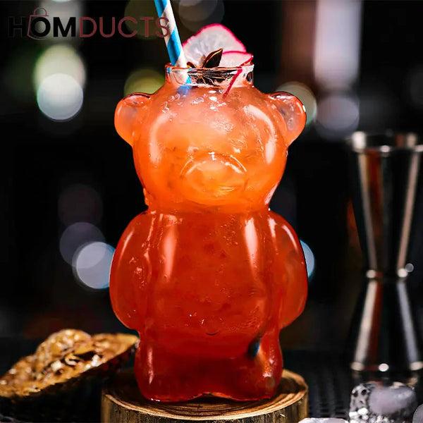Cute Bear-Shaped Glass Cups– Reusable 3D Animal Drinkware for Coffee Juice & Cocktails
