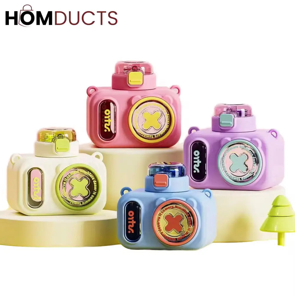 Cute Camera-Shaped Kids Water Bottle – Leak-Proof BPA-Free Sipper