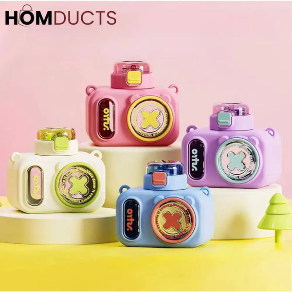 Cute Camera-Shaped Kids Water Bottle – Leak-Proof BPA-Free Sipper