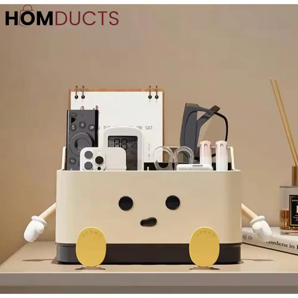 Cute Cartoon Desktop Storage Box | Multi-Grid Cosmetic & Desk Organizer