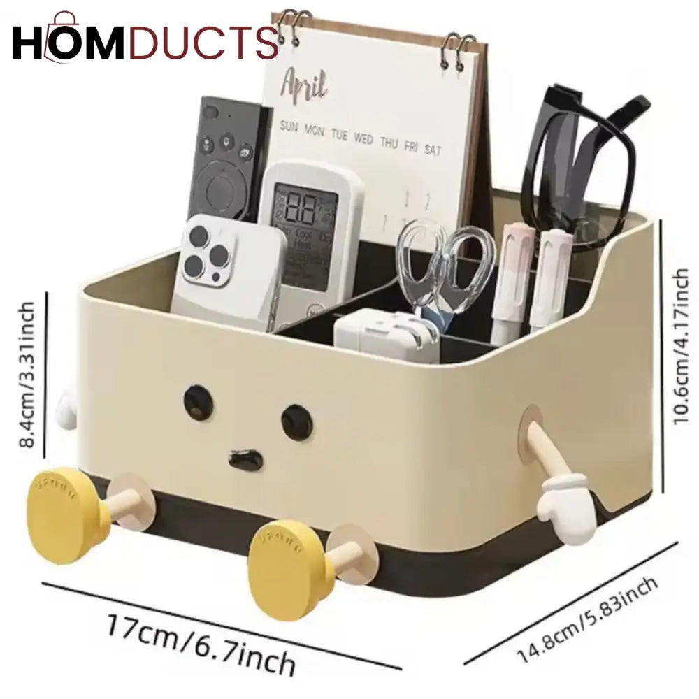 Cute Cartoon Desktop Storage Box | Multi-Grid Cosmetic & Desk Organizer