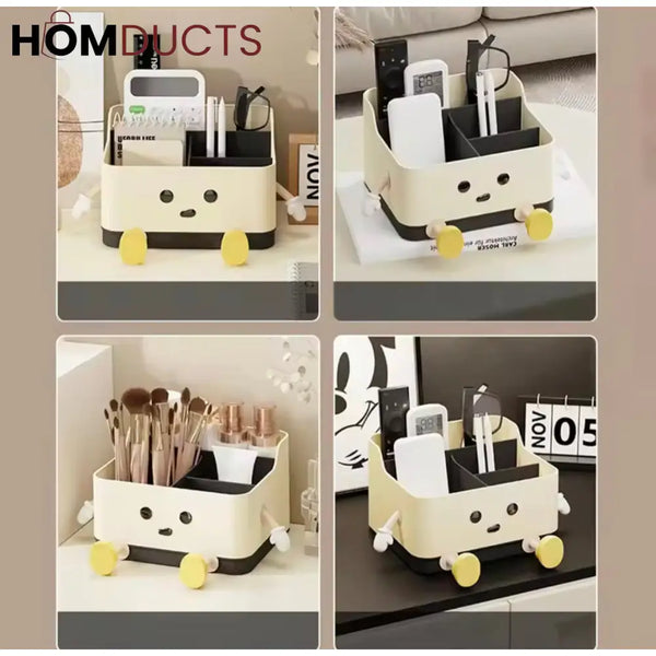 Cute Cartoon Desktop Storage Box | Multi-Grid Cosmetic & Desk Organizer