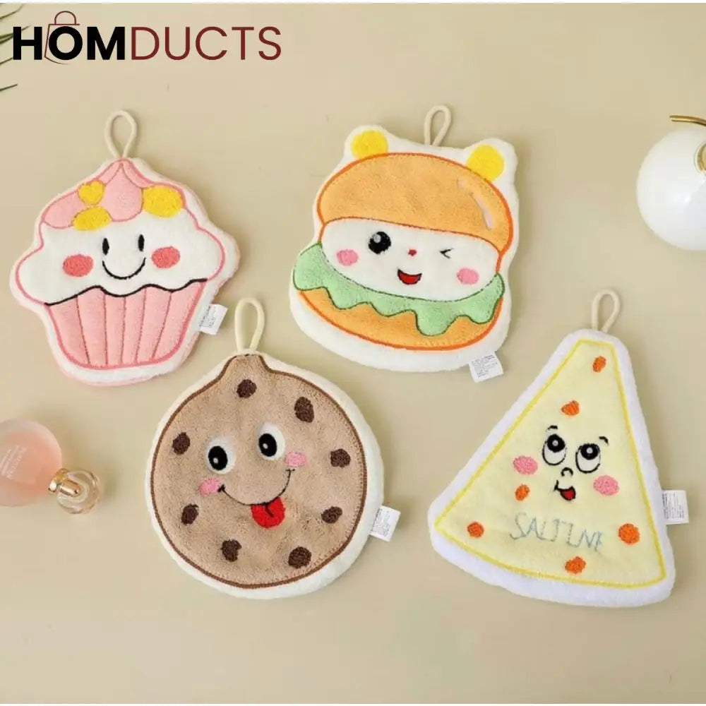 Cute Cartoon Food-Themed Hanging Hand Towels