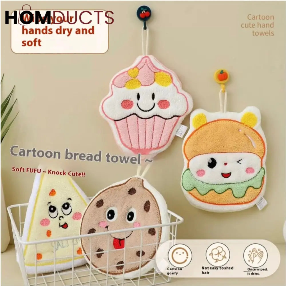 Cute Cartoon Food-Themed Hanging Hand Towels
