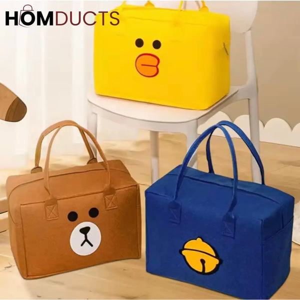 Cute Cartoon Storage Bag for Laundry & Travel – Zippered Lightweight Organizer for Kids & Adults