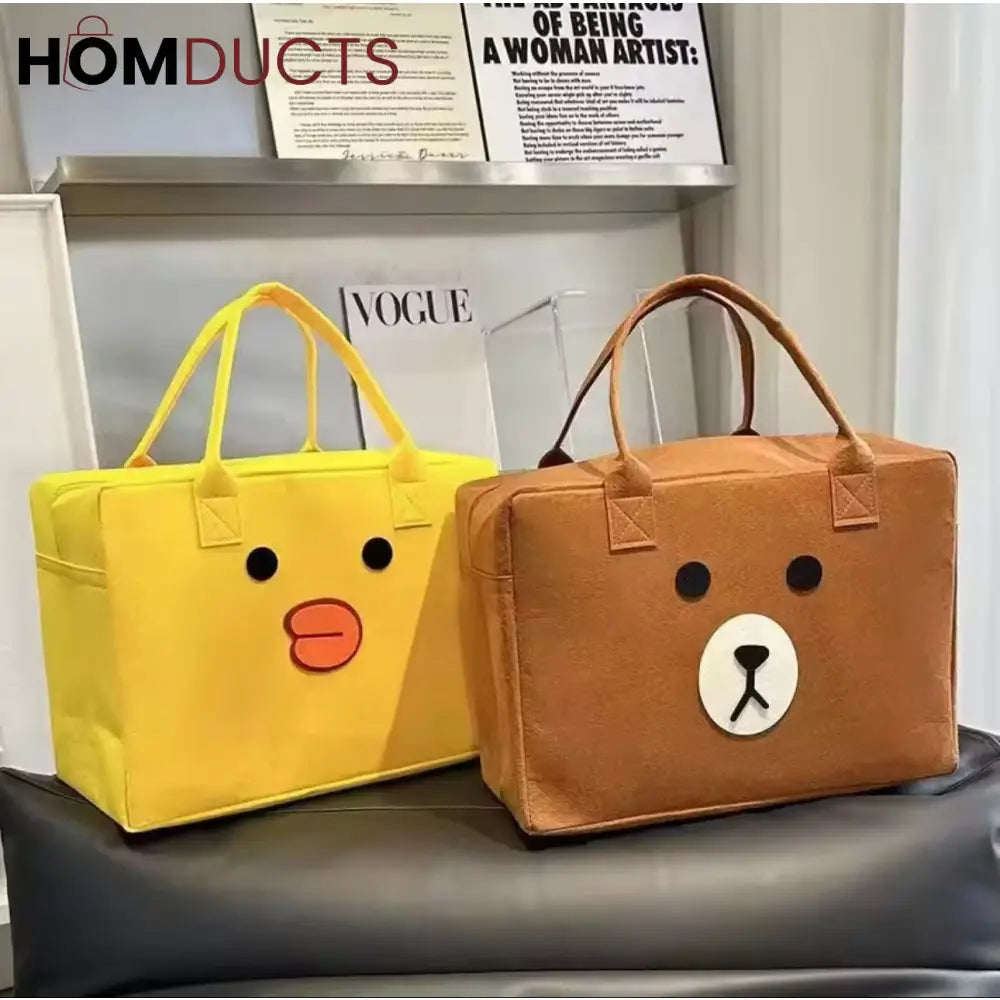 Cute Cartoon Storage Bag for Laundry & Travel – Zippered Lightweight Organizer for Kids & Adults