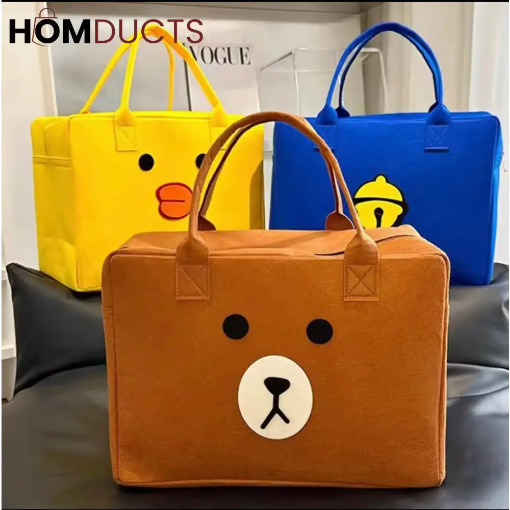 Cute Cartoon Storage Bag for Laundry & Travel – Zippered Lightweight Organizer for Kids & Adults