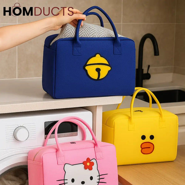 Cute Cartoon Storage Bag for Laundry & Travel – Zippered Lightweight Organizer for Kids & Adults