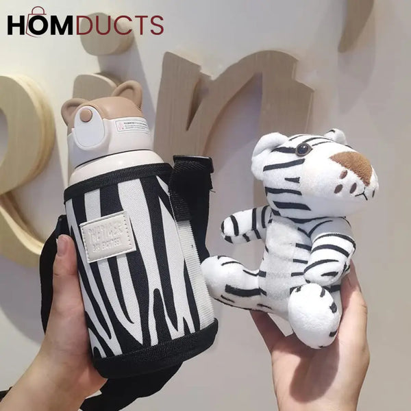 Cute Cartoon-Themed Water Bottle and Plush Toy Set for Kids