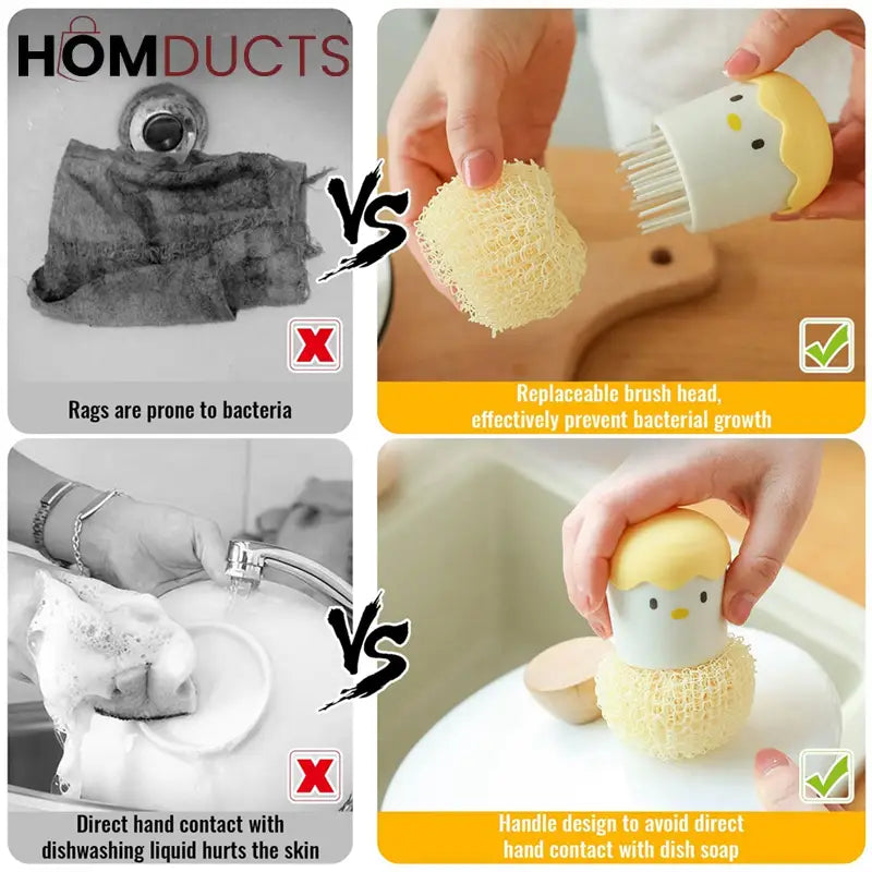 Cute Chick Egg-Shaped Kitchen Sponge Holder with Scrubber – Adorable Dishwashing Tool Organizer