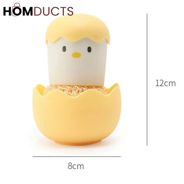 Cute Chick Egg-Shaped Kitchen Sponge Holder with Scrubber – Adorable Dishwashing Tool Organizer