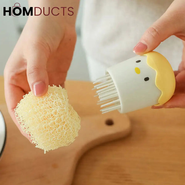 Cute Chick Egg-Shaped Kitchen Sponge Holder with Scrubber – Adorable Dishwashing Tool Organizer