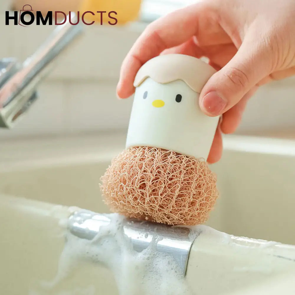 Cute Chick Egg-Shaped Kitchen Sponge Holder with Scrubber – Adorable Dishwashing Tool Organizer